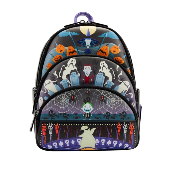 Loungefly The Nightmare Before Christmas Triple Pocket Mini Backpack and Wallet - Picture 2 of 9